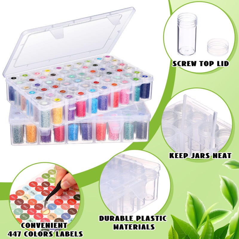 Willinglong 2 Pack Diamond Art Storage Containers Set, Grids Bead Organizer Box with Diamond Painting Accessories Labels for Jewelry Art DIY Dot Craft Bead Storage - Image 4