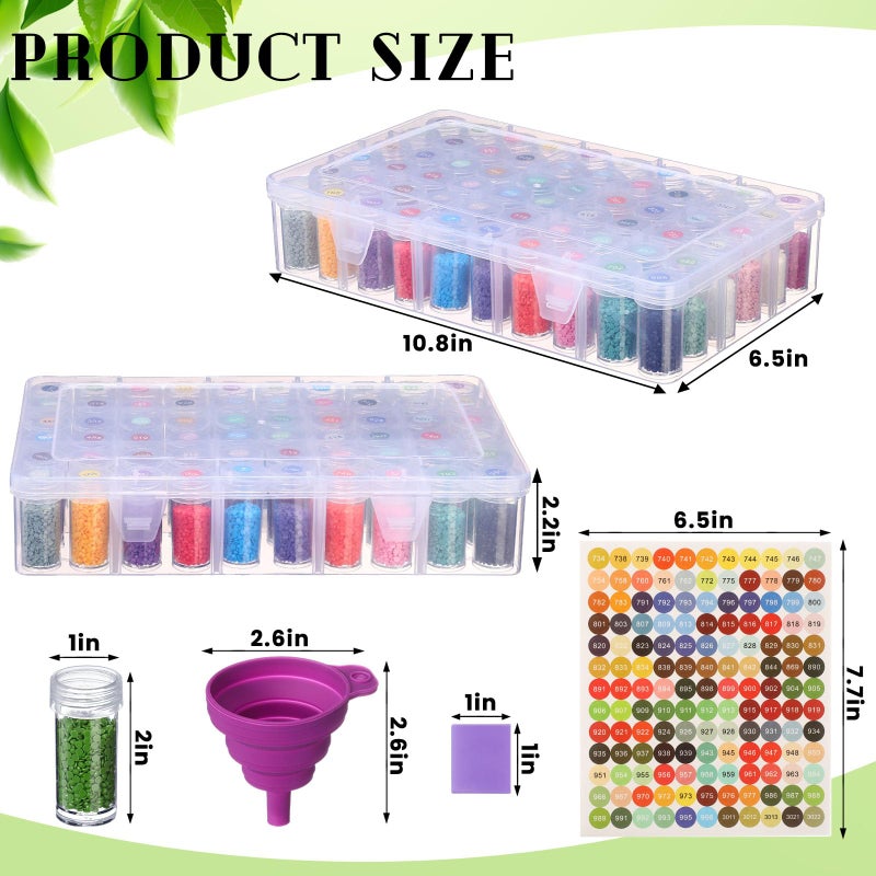 Willinglong 2 Pack Diamond Art Storage Containers Set, Grids Bead Organizer Box with Diamond Painting Accessories Labels for Jewelry Art DIY Dot Craft Bead Storage - Image 3