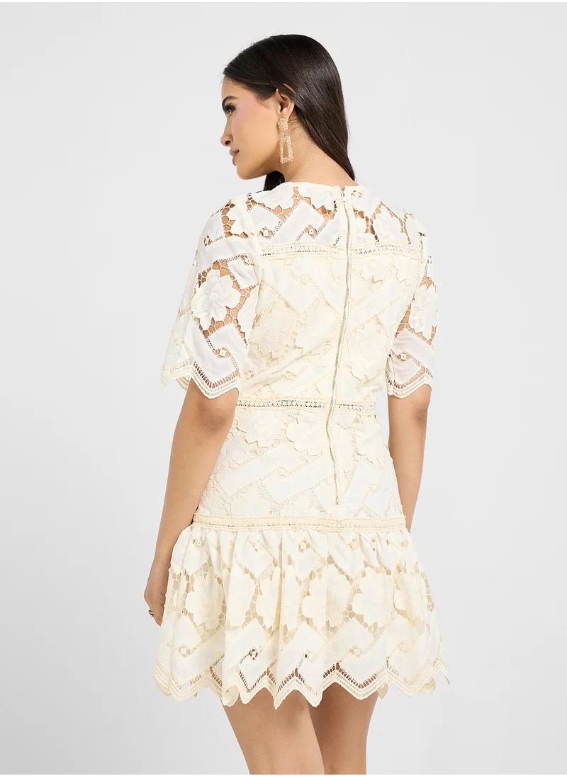 جاست مي Crew Neck Lace Detailed Dress