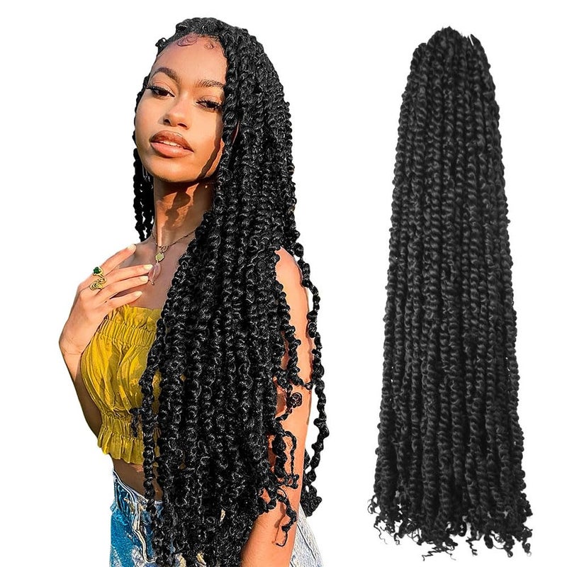 BOHOBABE Long Pretwisted Passion Twist Crochet Hair 30 Inch Prelooped Crochet Passion Twist Braiding Hair 8 Packs 1B