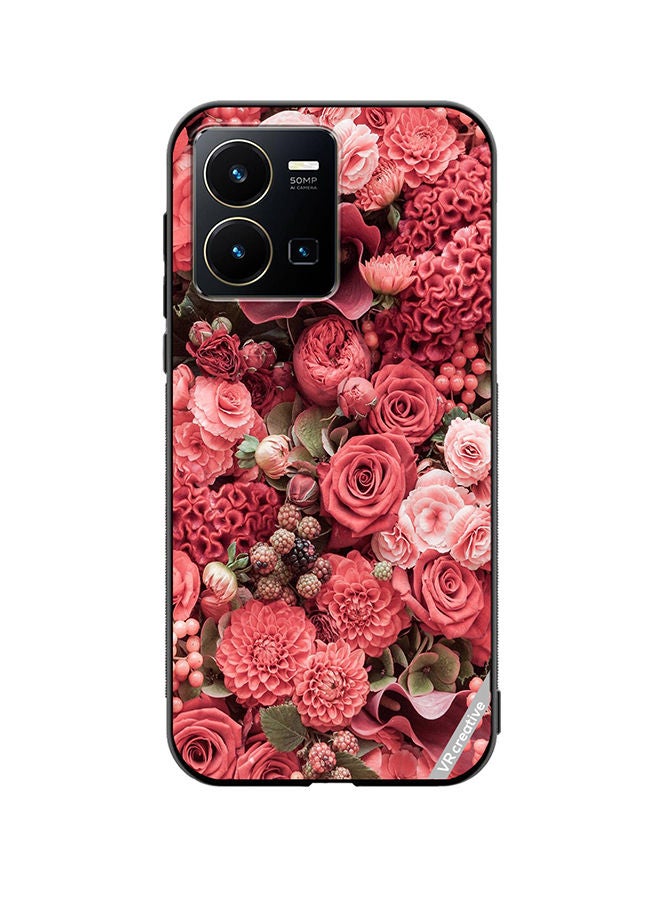 VR CREATIVE Protective Case Cover For Vivo Y35 Rose Design Multicolour