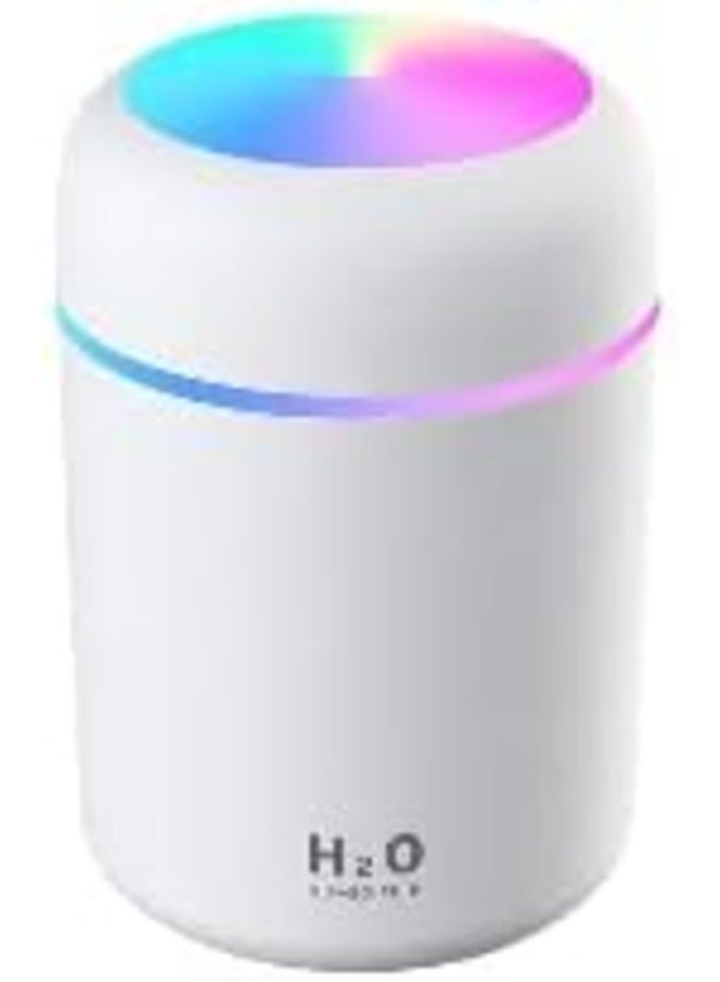 Small Humidifier Portable Electric Air Humidifier Aroma Diffuser Cool Mist Sprayer With Colorful Light For Home Car Office (White) - Image 2