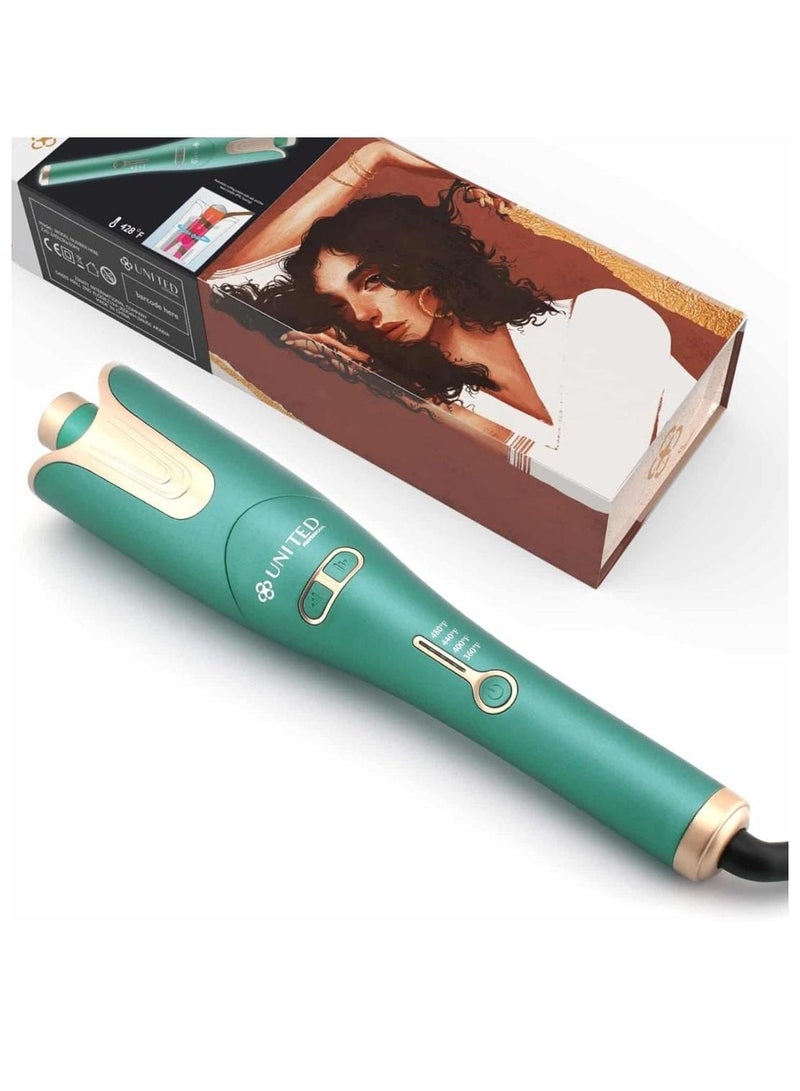 United Hair Curler With Digital Temp Display And Ceramic Heat Technology Green/Gold 450grams - Image 1