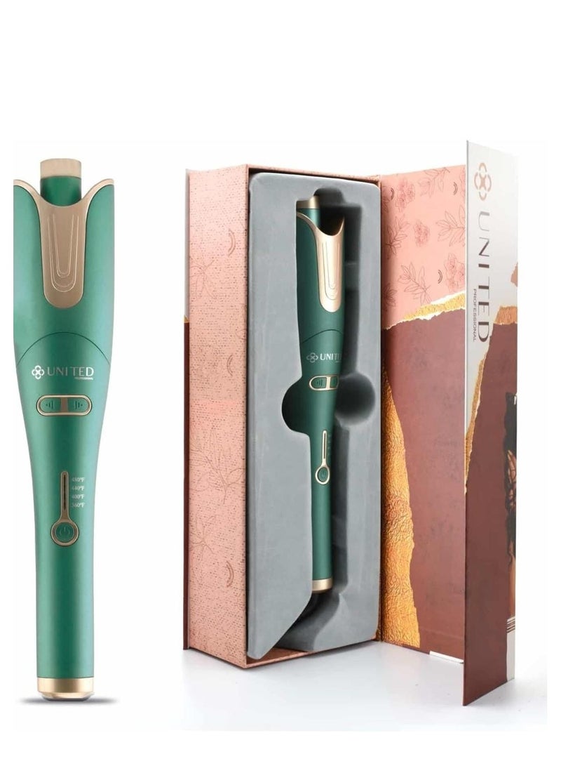 United Hair Curler With Digital Temp Display And Ceramic Heat Technology Green/Gold 450grams - Image 3