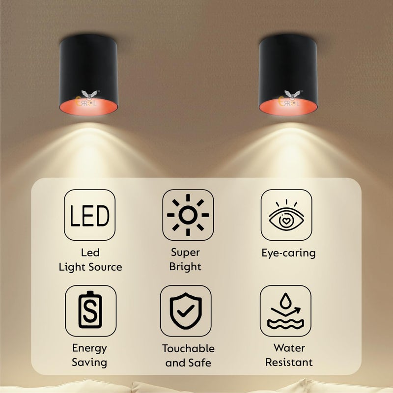 Errol Errol 7 Watt Black Body Surface Cylinder Light Ceiling Mounted Spot Light Cylinder Light for Indoor Down Cob Light for BalconyRoomHallway ColorWarmwhite Pack of 4  - Image 5