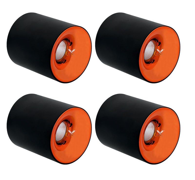 Errol Errol 7 Watt Black Body Surface Cylinder Light Ceiling Mounted Spot Light Cylinder Light for Indoor Down Cob Light for BalconyRoomHallway ColorWarmwhite Pack of 4  - Image 1