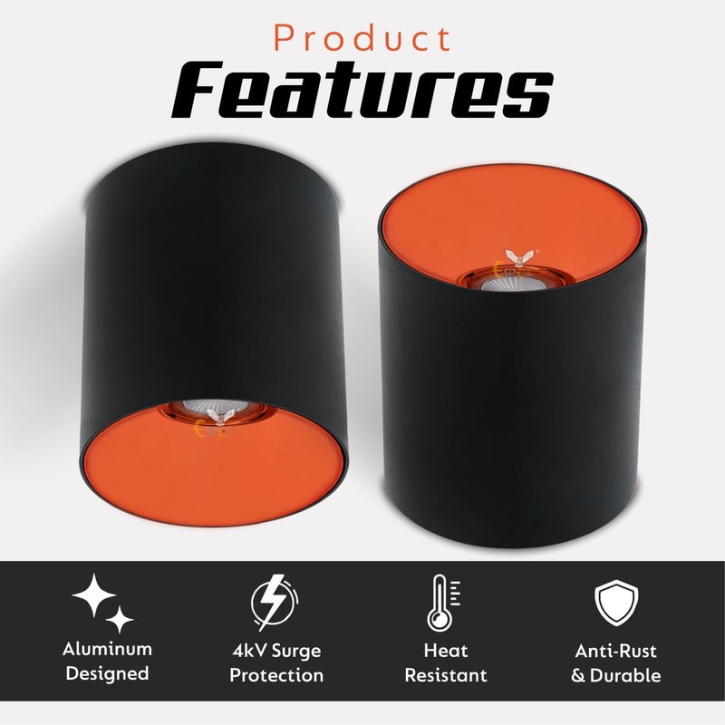 Errol Errol 7 Watt Black Body Surface Cylinder Light Ceiling Mounted Spot Light Cylinder Light for Indoor Down Cob Light for BalconyRoomHallway ColorWarmwhite Pack of 4  - Image 4
