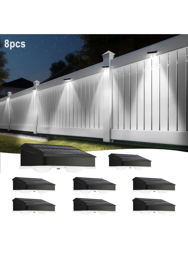 8 Packs White Solar Wall Lights Outdoor Garden Fence Deck Lighting Dusk To Dawn - Image 1