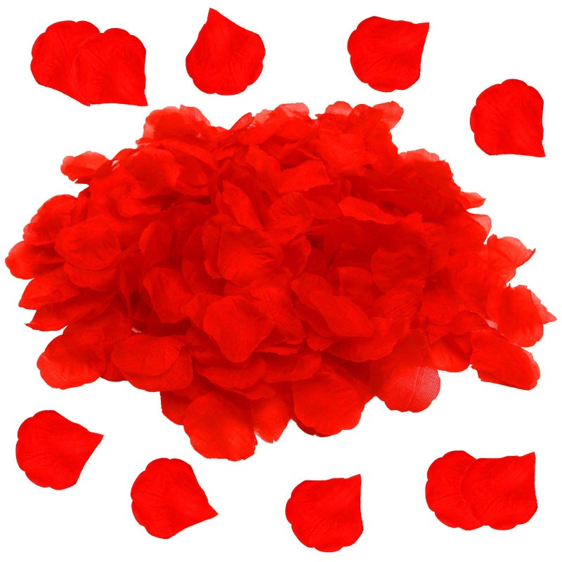 1200pcs Red Rose Petals for Bedroom Artificial Rose Flowers NoTaste Emulation Silk Rose Petals for Romantic Scenes Wedding Anniversary birthday Confession Decoration Waterproof and Do Not Fade