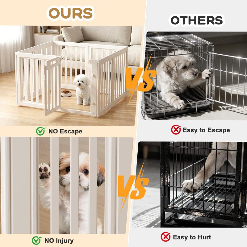 LoveTail Clear Dog Play Pen,Pet Playpen with Door,Easy to Clean and Install Puppy pens for Both Indoor and Outdoor use (White, 23.6 inch Height, 8 Panels) - Image 2