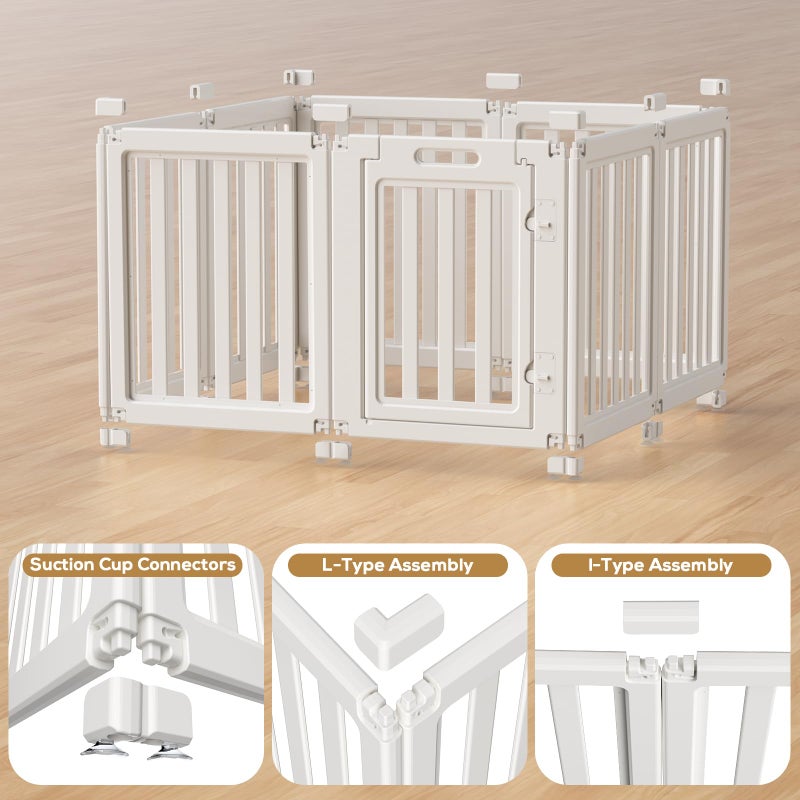 LoveTail Clear Dog Play Pen,Pet Playpen with Door,Easy to Clean and Install Puppy pens for Both Indoor and Outdoor use (White, 23.6 inch Height, 8 Panels) - Image 4