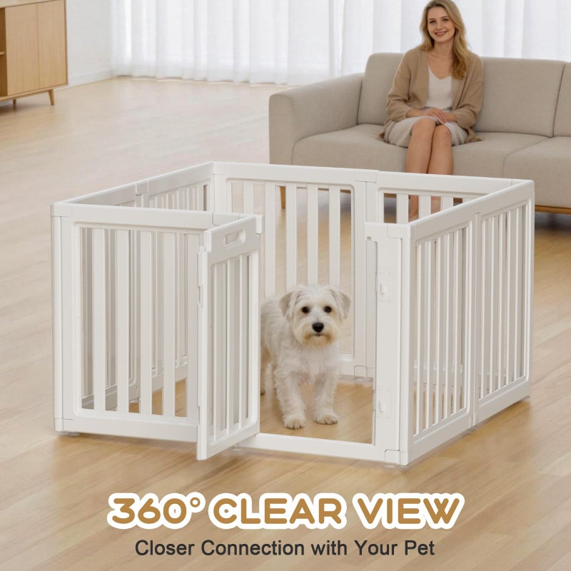 LoveTail Clear Dog Play Pen,Pet Playpen with Door,Easy to Clean and Install Puppy pens for Both Indoor and Outdoor use (White, 23.6 inch Height, 8 Panels) - Image 3