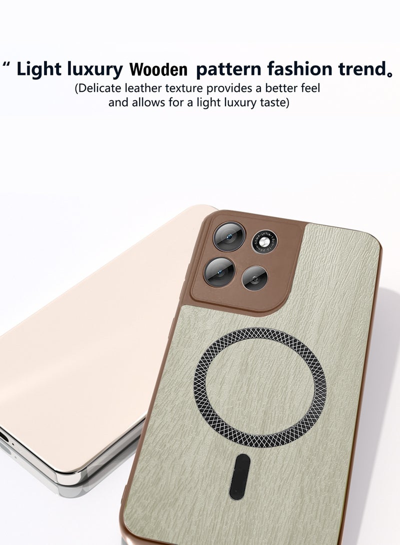 دبليو تيك غطاء خلفي قوي مضاد للصدمات مع مغناطيس Magsafe مصنوع من البلاستيك الصلب لهاتف Motorola Moto G86 5G 2025 بنقشة خشب القيقب (MCMPMN) - خشب القيقب - Image 3