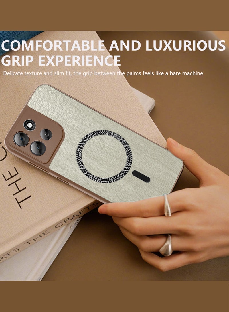 دبليو تيك غطاء خلفي قوي مضاد للصدمات مع مغناطيس Magsafe مصنوع من البلاستيك الصلب لهاتف Motorola Moto G86 5G 2025 بنقشة خشب القيقب (MCMPMN) - خشب القيقب - Image 4