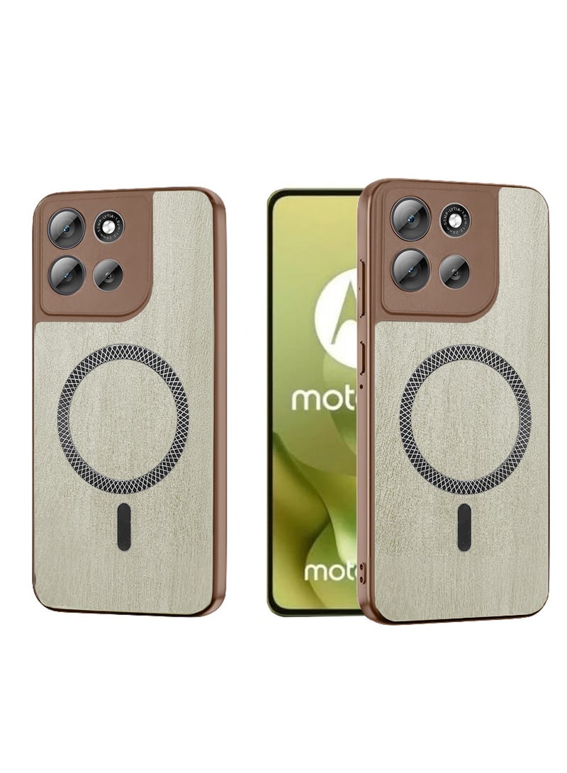 دبليو تيك غطاء خلفي قوي مضاد للصدمات مع مغناطيس Magsafe مصنوع من البلاستيك الصلب لهاتف Motorola Moto G86 5G 2025 بنقشة خشب القيقب (MCMPMN) - خشب القيقب - Image 1