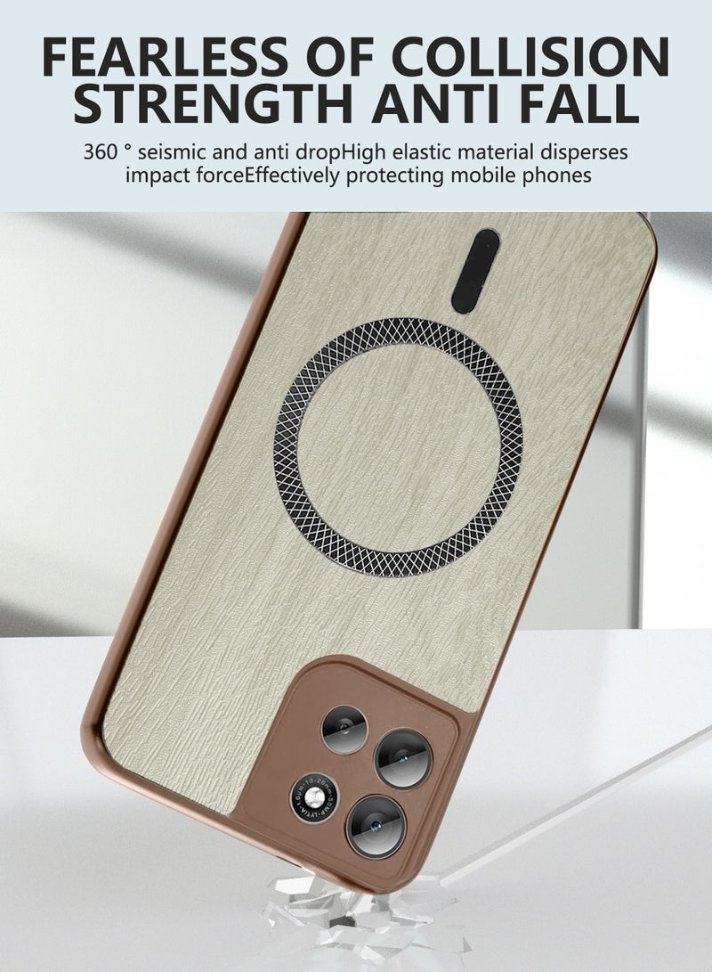 دبليو تيك غطاء خلفي قوي مضاد للصدمات مع مغناطيس Magsafe مصنوع من البلاستيك الصلب لهاتف Motorola Moto G86 5G 2025 بنقشة خشب القيقب (MCMPMN) - خشب القيقب - Image 2