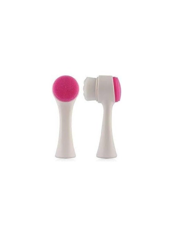 Double Face Cleanser Face Brush Soft Hair Silicone Face Washer Manual Makeup Remover Deep Cleansing Brush Random Color - Image 1