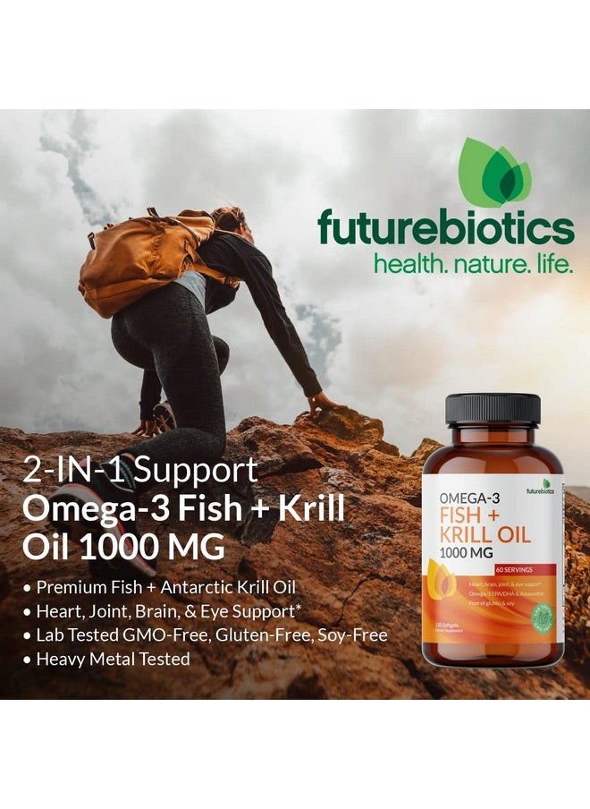 Futurebiotics Omega3 Fish + Krill Oil 1000 Mg Omega3 Epa/Dha & Astaxanthin Nongmo 120 Softgels (60 Servings)  - Image 4