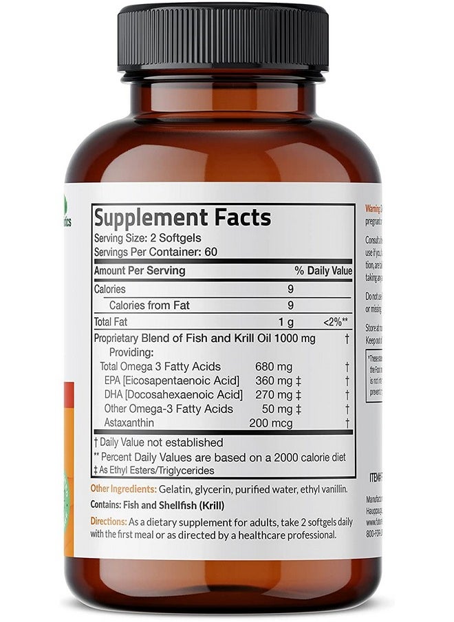 Omega3 Fish + Krill Oil 1000 Mg Omega3 Epa/Dha & Astaxanthin Nongmo 120 Softgels (60 Servings) - pzsku/Z9DDCF0F8F93F58467245Z/45/_/1695146177/8c0b7c32-3293-4627-ada3-a55946c2625a