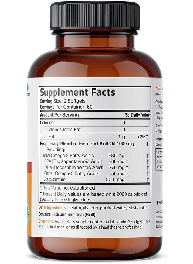 Futurebiotics Omega3 Fish + Krill Oil 1000 Mg Omega3 Epa/Dha & Astaxanthin Nongmo 120 Softgels (60 Servings)  - Image 3