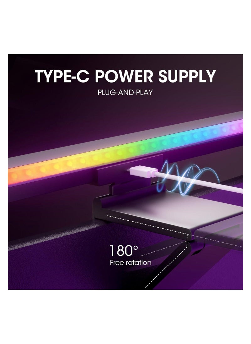 RGB Monitor Light Bar Backlight, Computer Light Bar for Eye Caring Touch Control 2 in 1 Dual Light Source, Monitor Desk Lamp Screen Monitor Light, for Desk Office Home Game, Colorful LED Light - Image 3