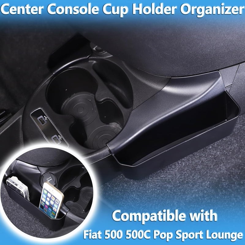 Sekhyna Gear Shift Organizer Tray for Fiat 500 (2016-2024) - Cup Holder Auxiliary Storage Box - Image 2