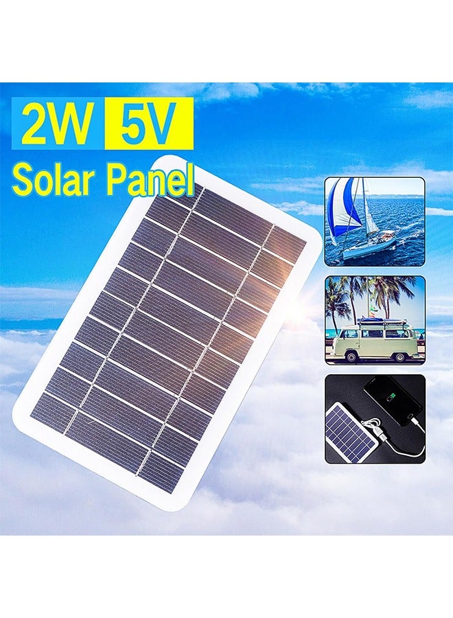 Solar Panel Charger 2W 5V, Outdoor Polycrystalline Silicon Solar Cell Camping Portable Power Solar Panel Mobile Power Supply for Mini Fan, Cellphone, Bicycle, Security Camera and Outdoor - Image 2