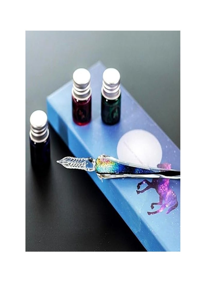 Generic Vintage Crystal Glass Fountain Pen Dipping Ink Pen High Borosilicate Glass Signature Pen Calligraphy Calligraphy Handmade + 5 Color Ink  - Image 2