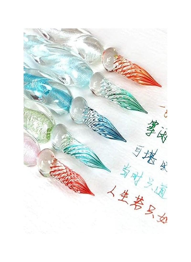 Generic Vintage Crystal Glass Fountain Pen Dipping Ink Pen High Borosilicate Glass Signature Pen Calligraphy Calligraphy Handmade + 5 Color Ink  - Image 3