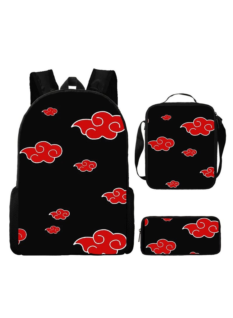 Naruto Cartoon Anime Student Backpack Three-Piece Set 29*42*16cm