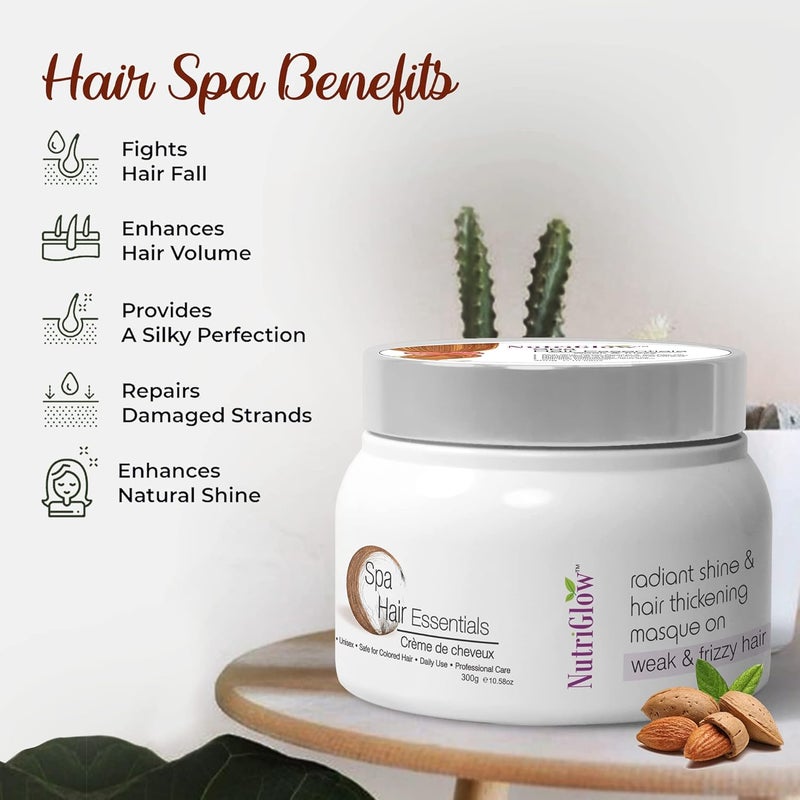 Nutriglow Hair Spa Cream With Volumizing  Shine Lock Formula For Weak  Frizzy Hair 300g - Image 4