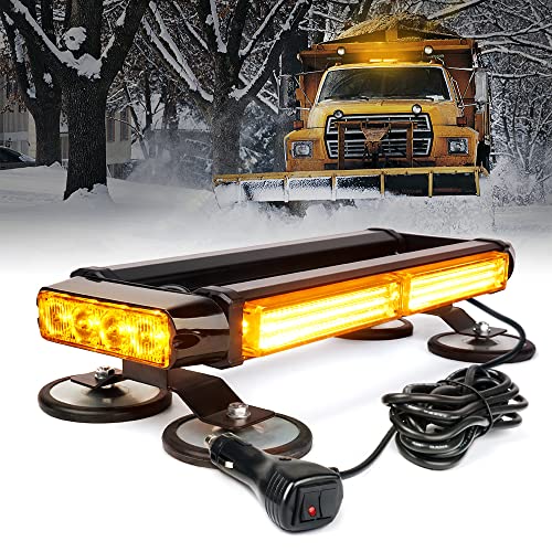 Xprite Amber COB LED Rooftop Strobe Lights Bar, Double Side Flashing Emergency Hazard Caution Warning Beacon Lightbar w/Magnetic Base for Construction Vehicles Tow Trucks Vans Tractor Snowplow - Image 1