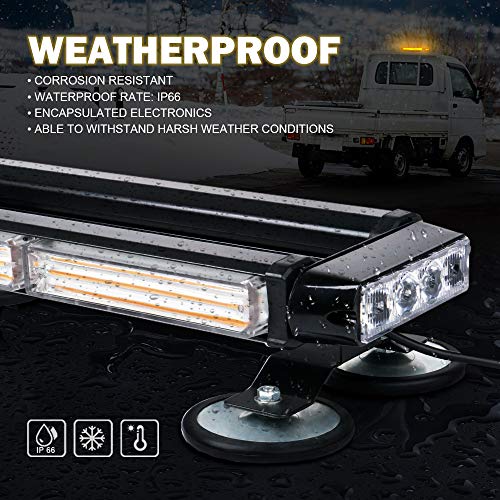 Xprite Amber COB LED Rooftop Strobe Lights Bar, Double Side Flashing Emergency Hazard Caution Warning Beacon Lightbar w/Magnetic Base for Construction Vehicles Tow Trucks Vans Tractor Snowplow - Image 5