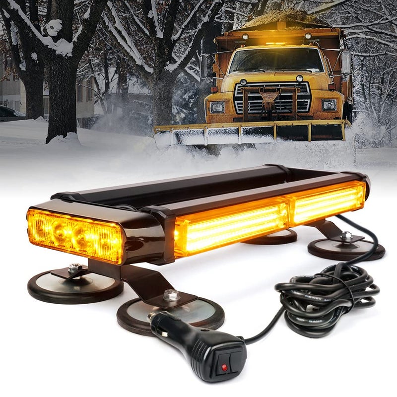 Xprite Amber COB LED Rooftop Strobe Lights Bar, Double Side Flashing Emergency Hazard Caution Warning Beacon Lightbar w/Magnetic Base for Construction Vehicles Tow Trucks Vans Tractor Snowplow - Image 2