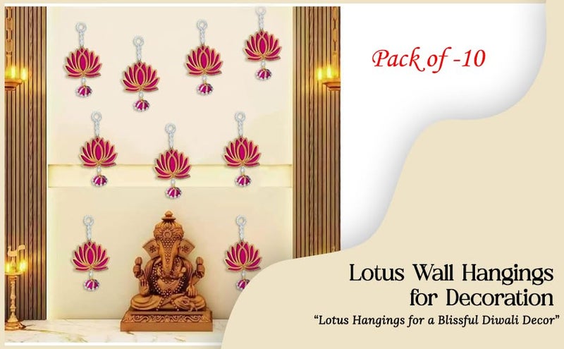 Laxmita Perfection Handmade Wall Decor Lotus for Home,Diwali Decor,Wedding and All Festival Decor (5 PCS-Pink/Raani).Double Layer MDF,Perfect for Mandir Temple - Image 3