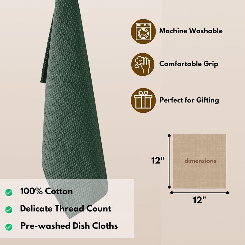 Native Fab 18 Pack Dish Cloths  Soft Absorbent Quick Drying Washable Towels for All Cleaning Cooking Baking 100 Cotton Ideal for Home Restaurants Bars  Multi Purpose Use  Olive Green - Image 5