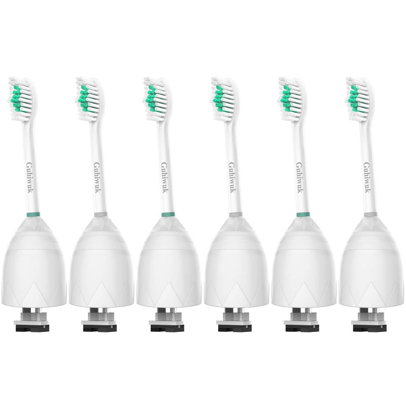 Guhiwuk Guhiwuk Replacement Toothbrush Heads Compatible with Philips Sonicare ESeries Essence Advance CleanCare Elite and Xtreme Screwon Electric Phillips Brush Handles 6 Pack 