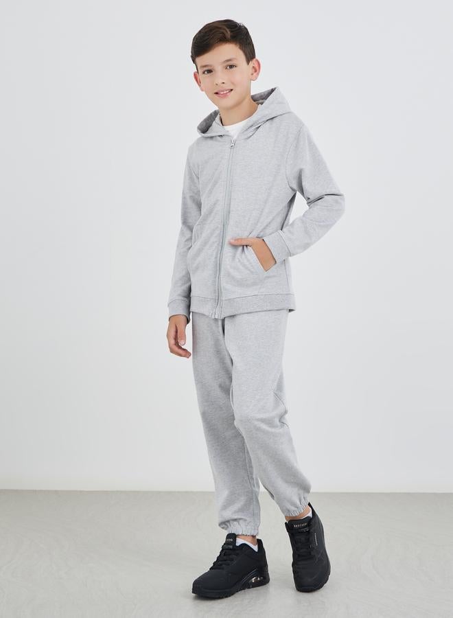 ستايلي ستيلي سويت شيرت رمادي بسحاب كامل وجيوب للمدرسة - Image 3