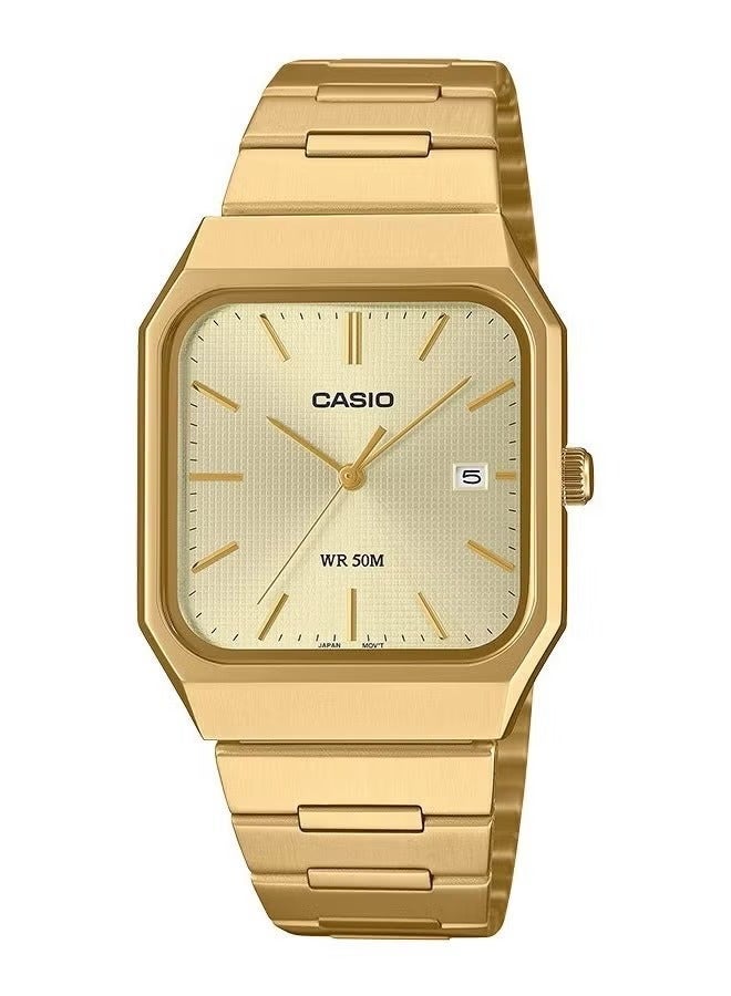 CASIO MTP-B185G-9A – Gold Ion-Plated Stainless Steel Analog Watch with Date Display-40 × 32.5 × 7.3 mm - Image 1