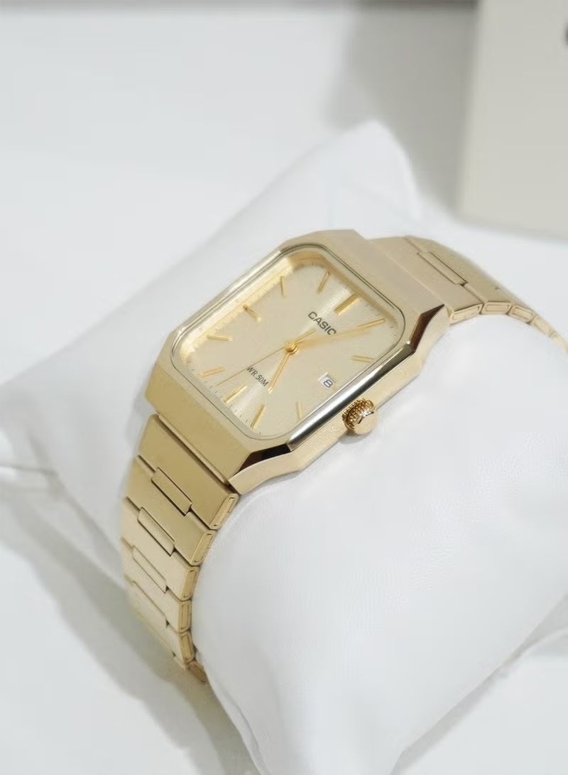 CASIO MTP-B185G-9A – Gold Ion-Plated Stainless Steel Analog Watch with Date Display-40 × 32.5 × 7.3 mm - Image 3