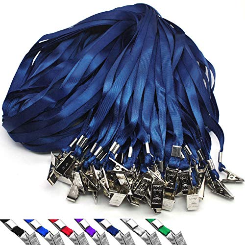 Beebel Lanyards 100 Pack Nylon Flat Badge Lanyard for Id Badge Name Tag (Navy Blue, 100 Pack) - Image 1