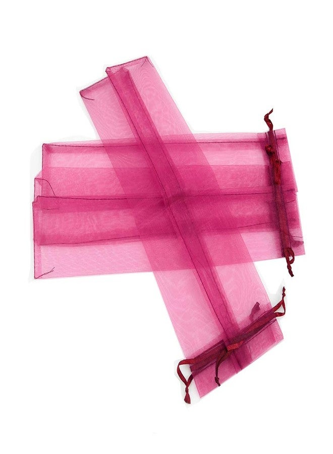Bezall 50Pcs Organza Hand Fan Bags, 2x10 Inches Folding Fan Drawstring Mesh Organza Gift Pouch for Wedding Party Bridal Shower Favor Bags (Wine) - Image 3