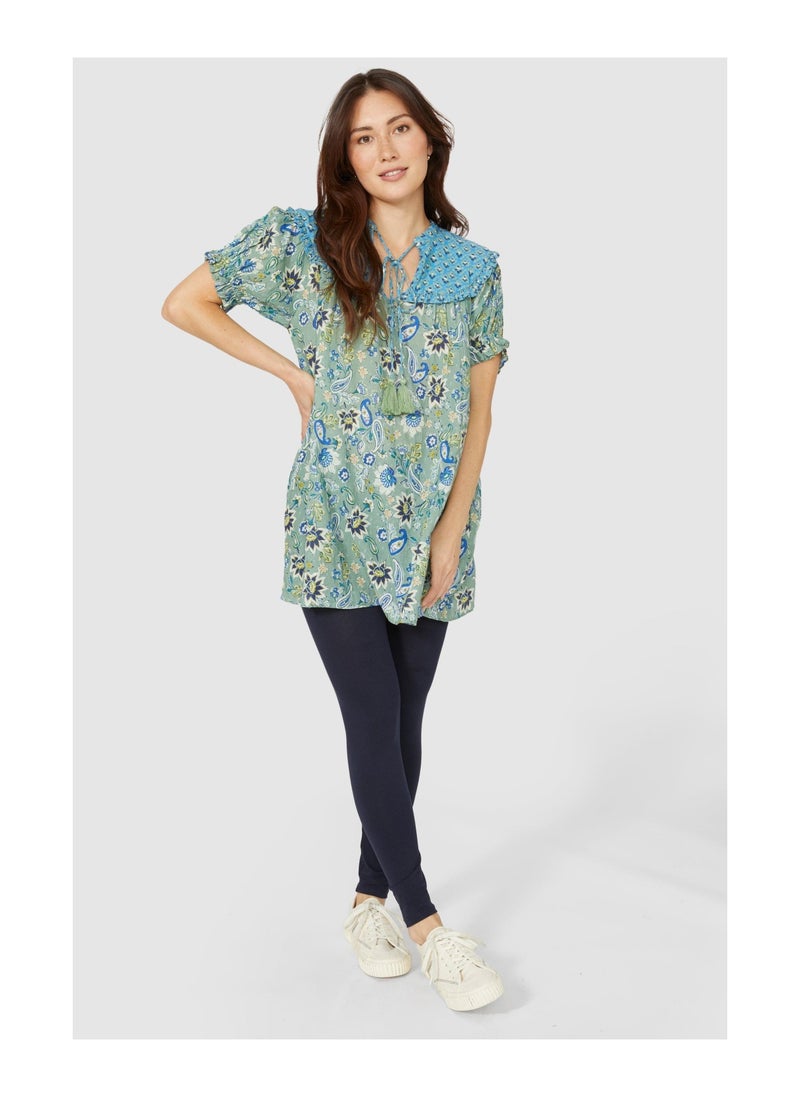 mantaray - Frill Yoke Floral Paisley Print Tunic - Image 1