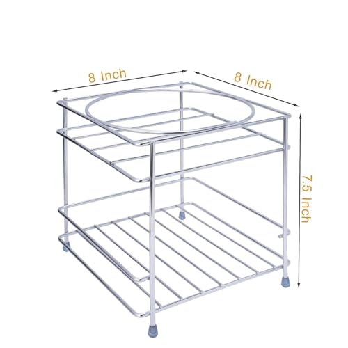 TechSrmaji Heavy Matka Stand with Tray, Stainless Steel Round Matka Stand| Rust-Resistant| Durable| Water Dispenser| Water Pot Stand for Kitchen| Multipurpose Rack for Kitchen(20 x 20 x 19 CM) - Image 4
