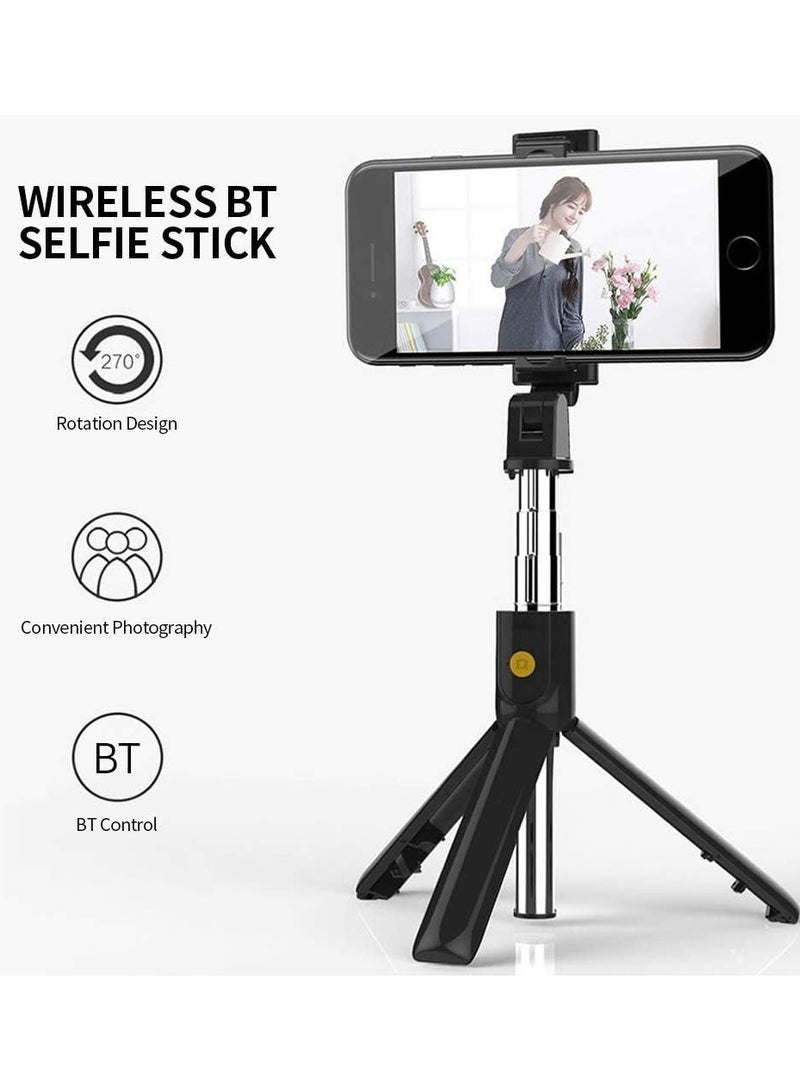 Lukadah Upgraded Selfie Stick Tripod, 360° Unlimited Rotating Phone Tripod Stand, Extendable All-in-1 Aluminum Tripod with Wireless Remote for 4-7" Phone Selfies/Live/Video Recording/Travel-Black - Image 2