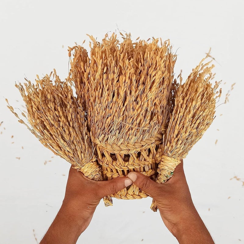 suvasane Pooja Room Toran with Natural Golden Paddy – 3.5 Feet Long Door Decoration & 2 Paddy Hangings (Pack of 1) | Gift Item for Diwali | - Image 2