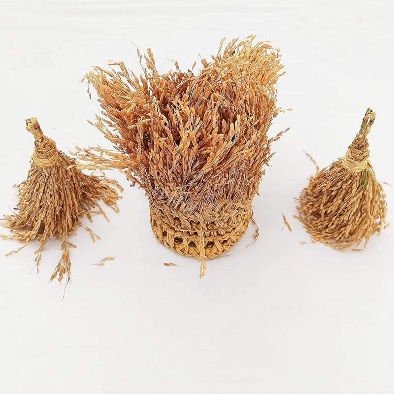 suvasane Pooja Room Toran with Natural Golden Paddy – 3.5 Feet Long Door Decoration & 2 Paddy Hangings (Pack of 1) | Gift Item for Diwali | - Image 4