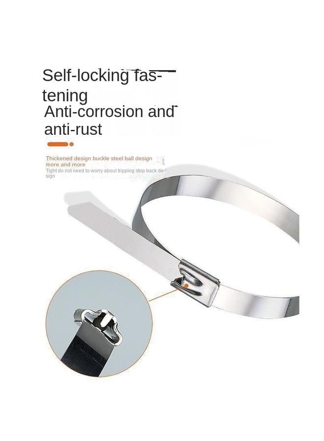 Bluejw 304 Stainless Steel Tie Self-locking Metal High Temperature Wire And Cable Bundle Outdoor White Steel Tie Strap - Image 5