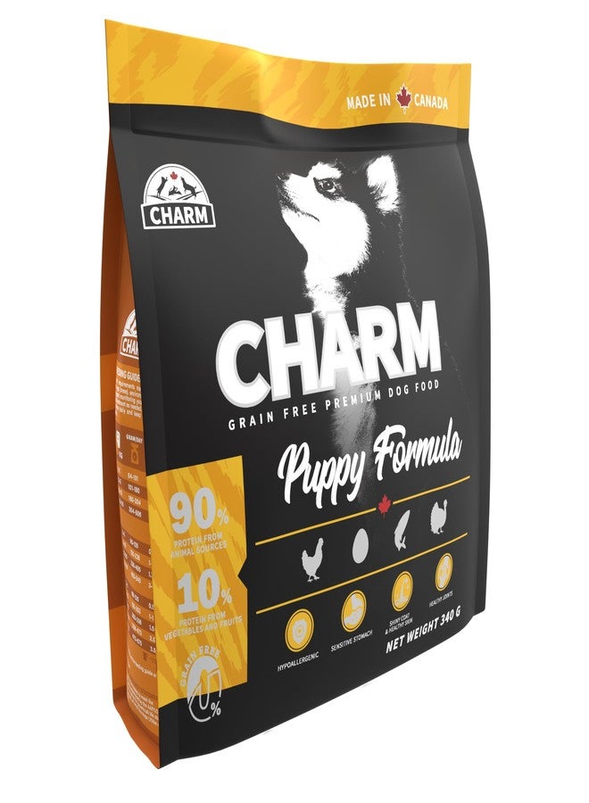 CHARM Puppy Formula Dry Dog Food 340g for Puppies, Made in Canada for All Dog Breeds 2 to 12 Months, Grain Free, Chicken & Turkey, No Artificial Flavours & Preservatives, Pet Nutrition Food - Image 1