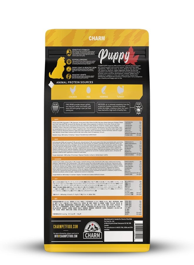 CHARM Puppy Formula Dry Dog Food 340g for Puppies, Made in Canada for All Dog Breeds 2 to 12 Months, Grain Free, Chicken & Turkey, No Artificial Flavours & Preservatives, Pet Nutrition Food - Image 2